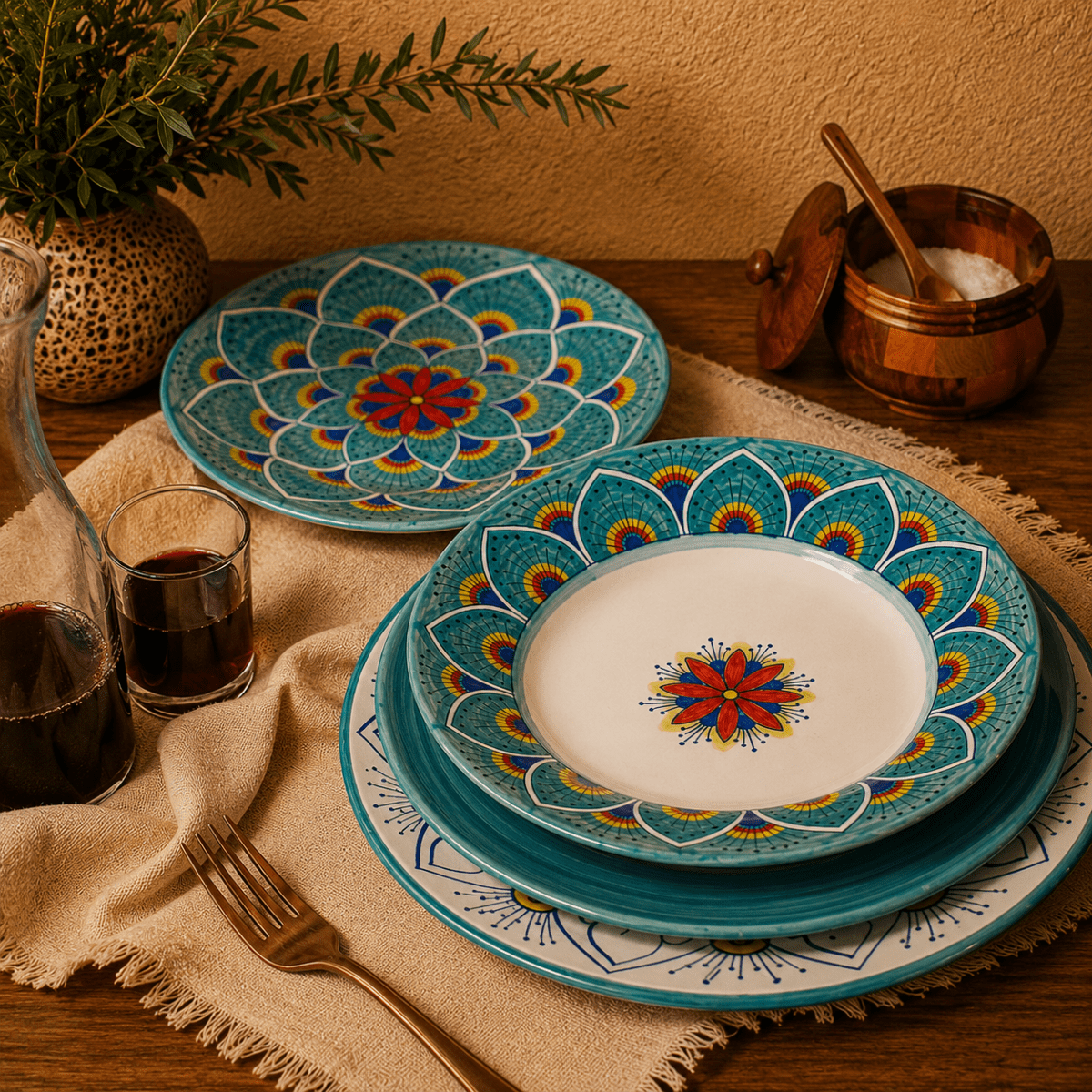 Intreccio Place Setting in Teal - Tavola Piena - Placesetting