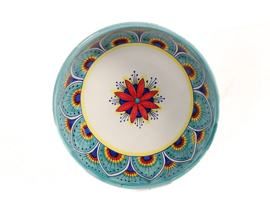 Intreccio Deep Soup/Pasta Bowl – Teal– Hand-Painted Italian Ceramic