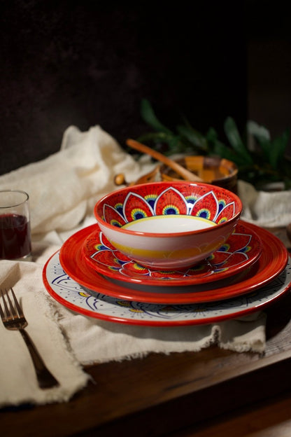 Intreccio Deep Soup/Pasta Bowl – Red - Tavola Piena - Deep Soup/Pasta Bowl