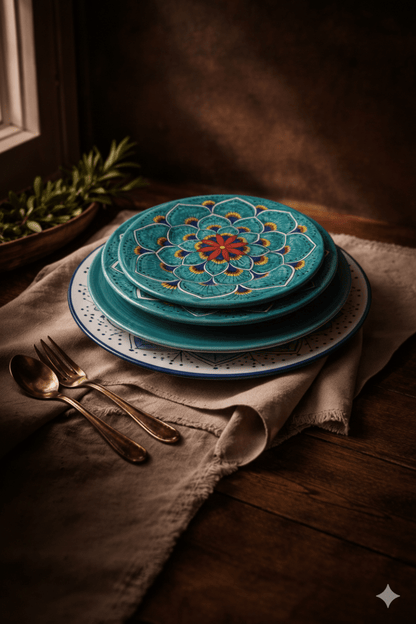 Intreccio Place Setting in Teal - Tavola Piena - Placesetting