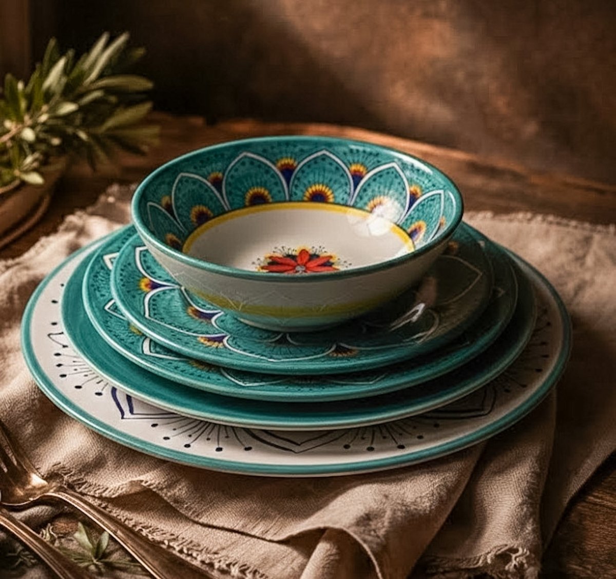 Intreccio Deep Soup/Pasta Bowl – Teal - Tavola Piena - Deep Soup/Pasta Bowl