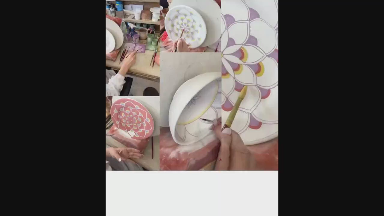 Load video: video of hand painting of italian tableware