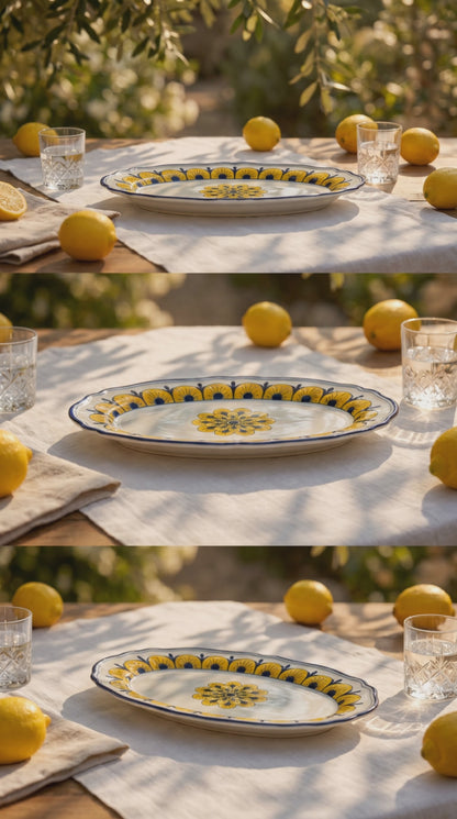Stratificata Oval Platter | Hand-Painted Italian Serving Platter from Deruta